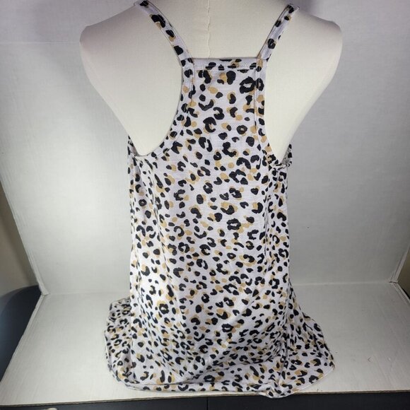 Miken Swim Women White Leopard Print V-neck Racerback Tank Top Size M - Picture 3 of 10